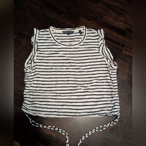 Veronica Beard Vinci Side-Rouched Striped Top, Women's Large